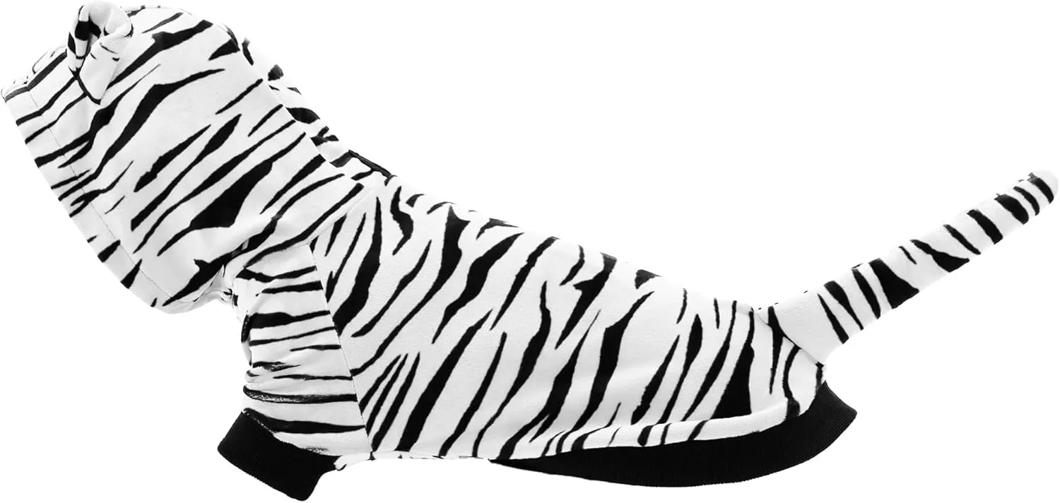 NACOCO Halloween Dog Tiger Costume - Pet White Tiger Cosplay Clothes Coat Hoodie Outfits Cute Warm Winter Apparel for Small and Medium Dogs(White, S)