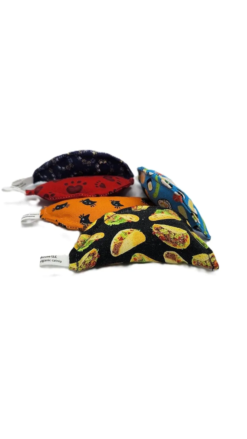 Organic Catnip Filled Purrogies Cat Toy, Set of 5, Random Prints