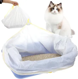 Sibba 60 Pack Cat Litter Liners with Drawstring 36" 18" Large Cat Litter Box Liners Thick Heavy Duty Leak-proof Pet Waste Poop Bags for Self-Cleaning Tear Resistant Trash Bags Replacement, White