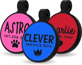 Silent & Double Sided, Deep Engraved Dog Tags Personalized, Rich Customization, Glow in The Dark Durable Silicone Pet ID Tag, Never Fades, 8 Colors & Fonts, 25 Icons, Round Shaped