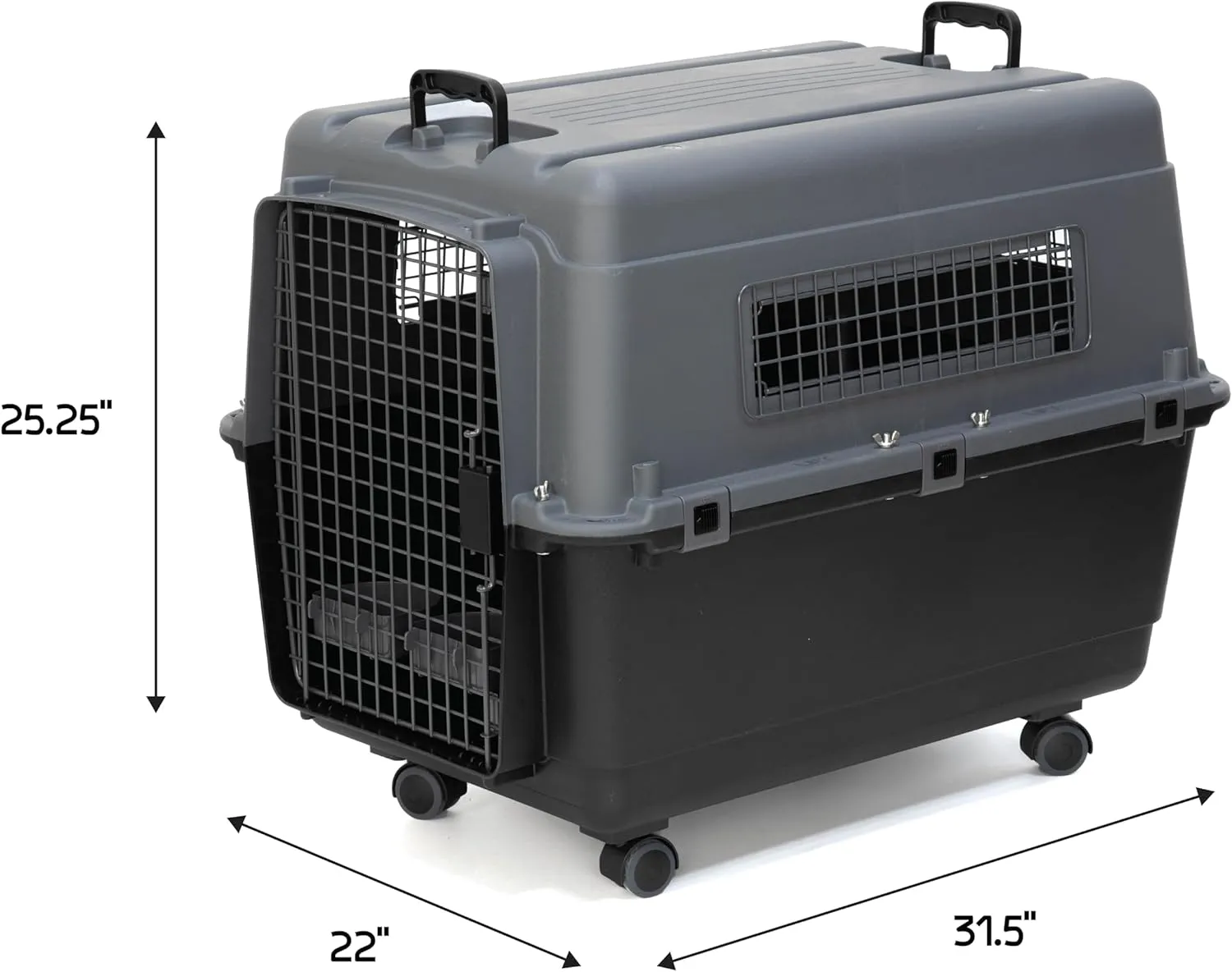 SportPet Designs Plastic Airline Approved Kennels Wire Door Travel Dog Crate, Large