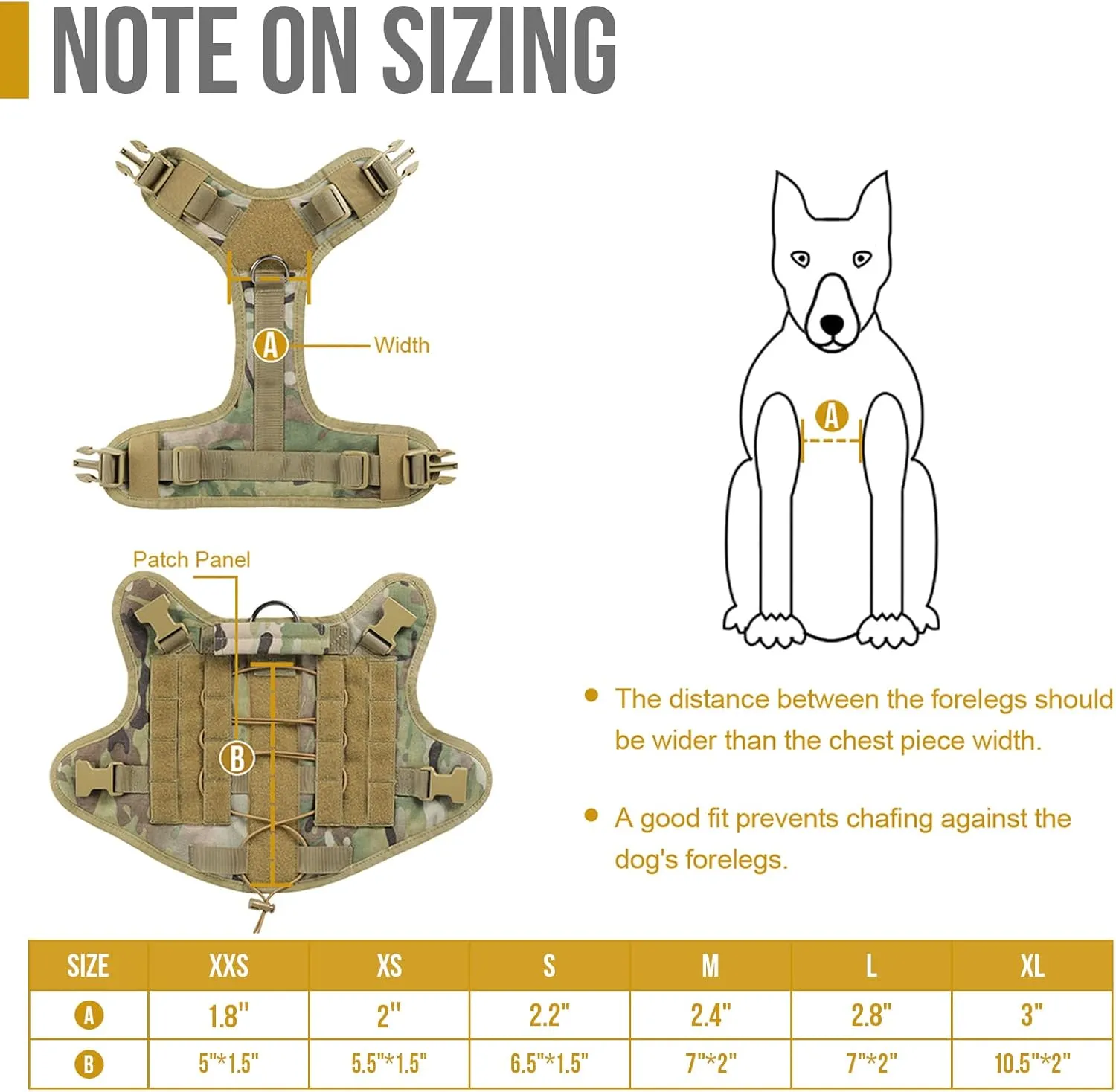 Tactical Dog Harness Vest with Handle, Military Dog Harness for Large Medium Dogs,No-Pull Service Dog Vest with Hook & Loop Panels,Adjustable Dog Vest Harness for Walking Hiking TrainingCamo