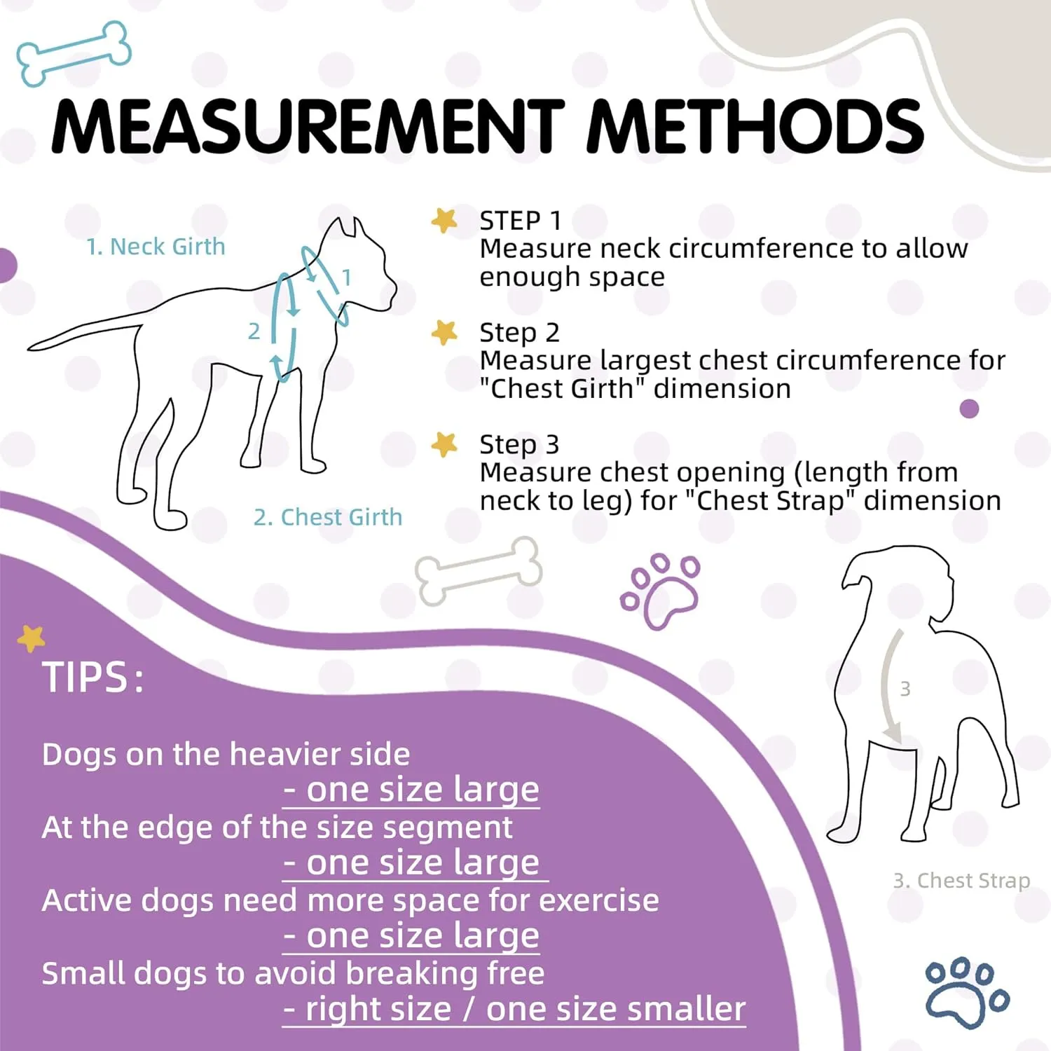 Tri-Color Dog Harness, Adjustable Step-in Design Puppy Harness for Small Dogs, Heavy Duty, Easy for Walking (White, Blue, Purple)
