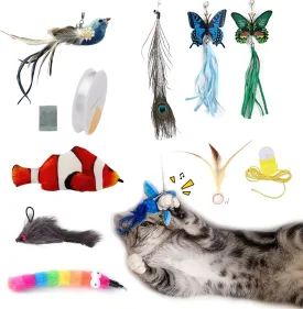 Trumoon Cat Interactive Feather Toy Replacement Set. for Interactive Toys Refills and Replacements (Feather Set)