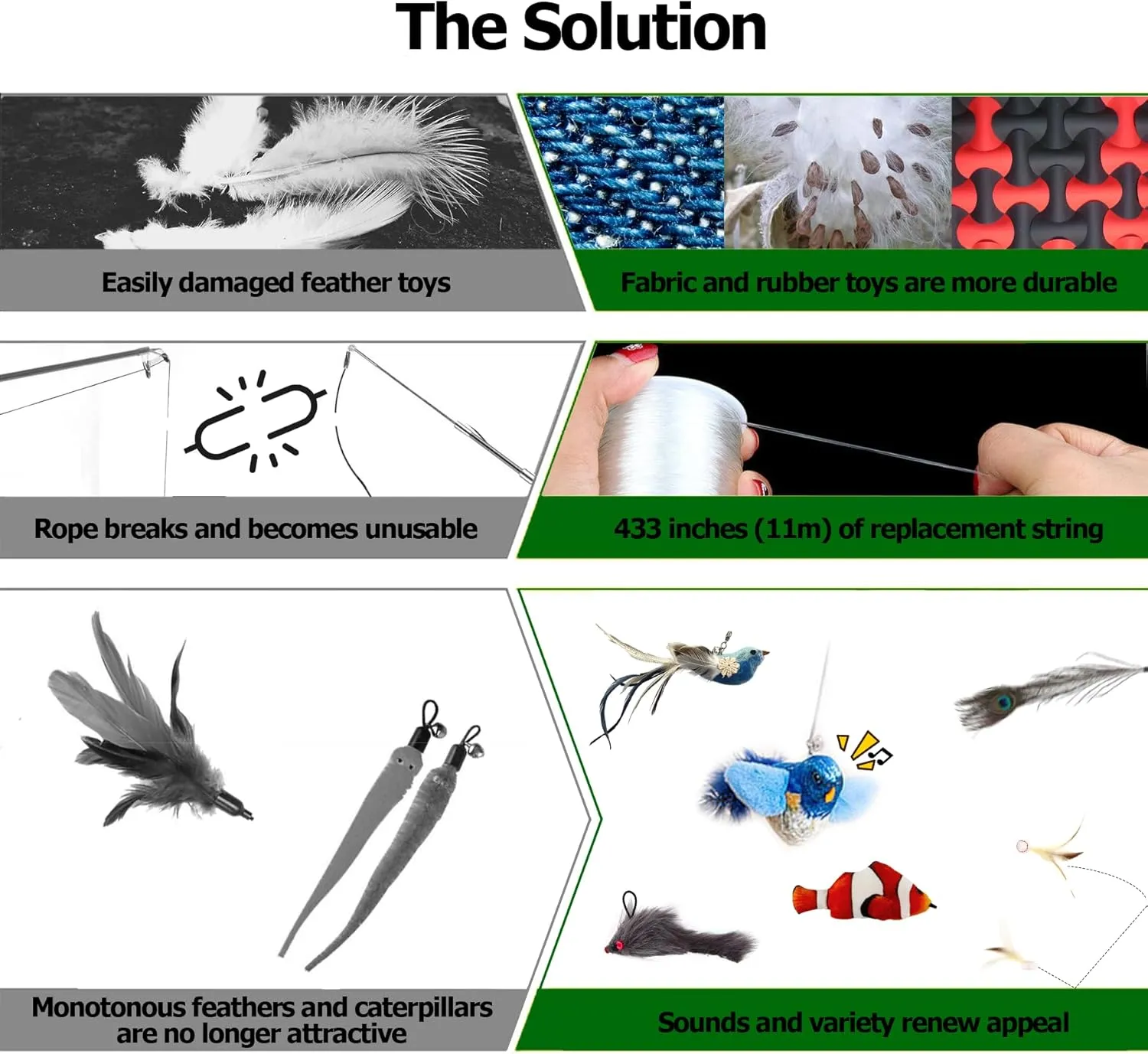 Trumoon Cat Interactive Feather Toy Replacement Set. for Interactive Toys Refills and Replacements (Feather Set)