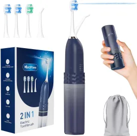 Upgraded 2-in-1 Electric Toothbrush with Water Flosser 2.0  Ultrasonic Brushing with Built-in Water Outlet, 3 4 Modes with Point-Jet, Portable Oral Irrigator, IPX7 Waterproof, for Travel & Home